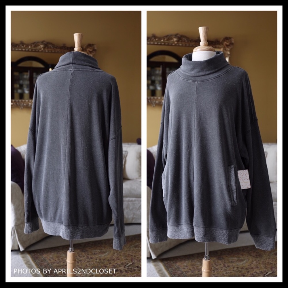 FREE PEOPLE COZY OVERSIZED PULLOVER POCKETS TUNIC - Picture 3 of 8